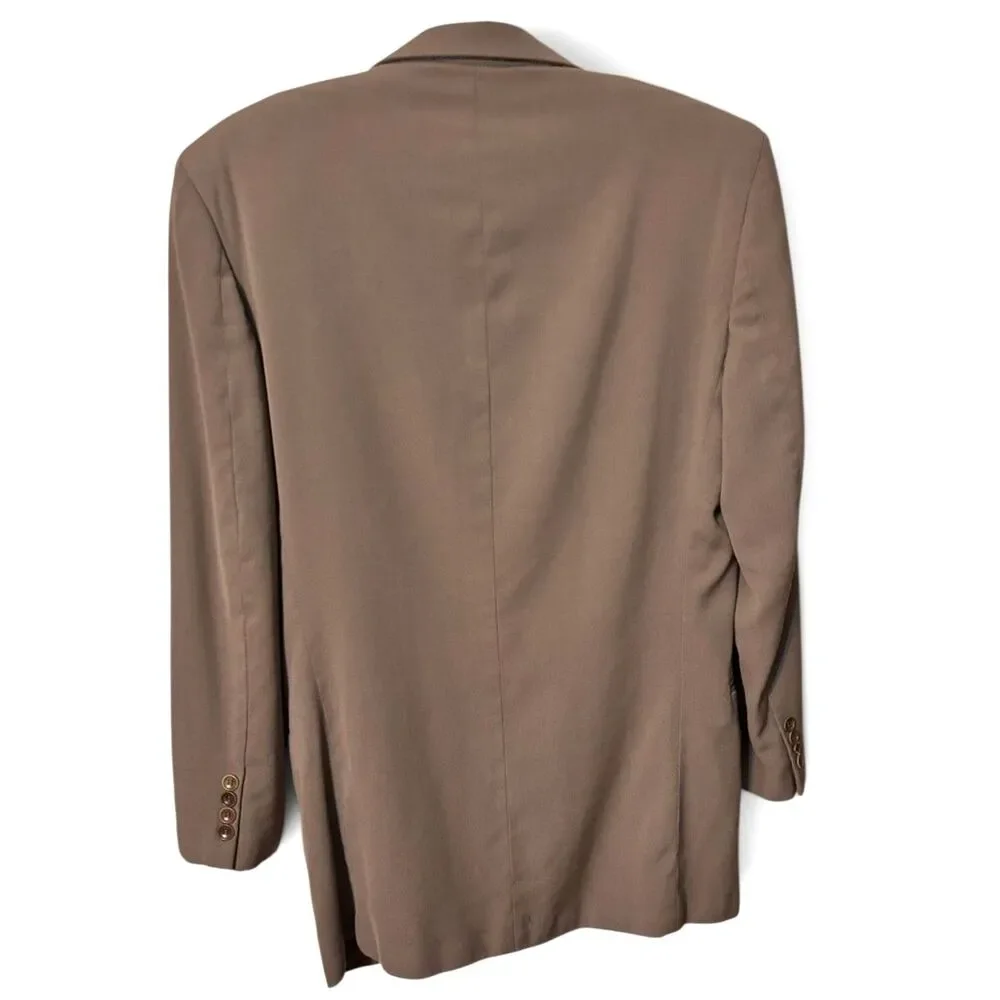 Vintage Italian Wool Sport Blazer Taupe 40R Pavone Quiet Luxury